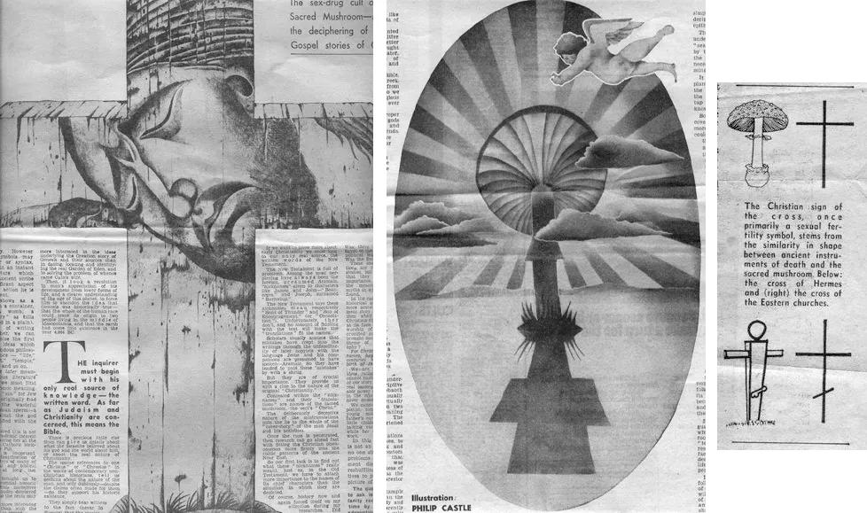 Ilustraciones que acompañaban a los polémicos artículos de Allegro publicados en 1970.