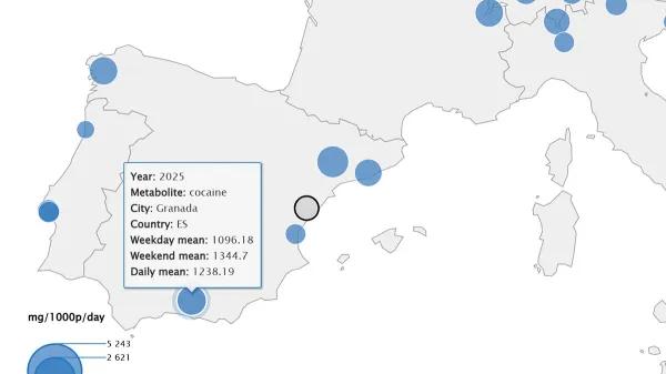 Ciudades españolas lideran el mapa europeo de cocaína en aguas residuales