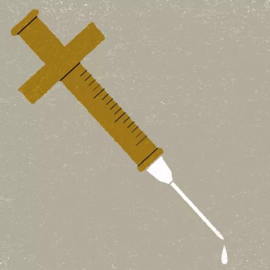 Jeringuilla con forma de cruz