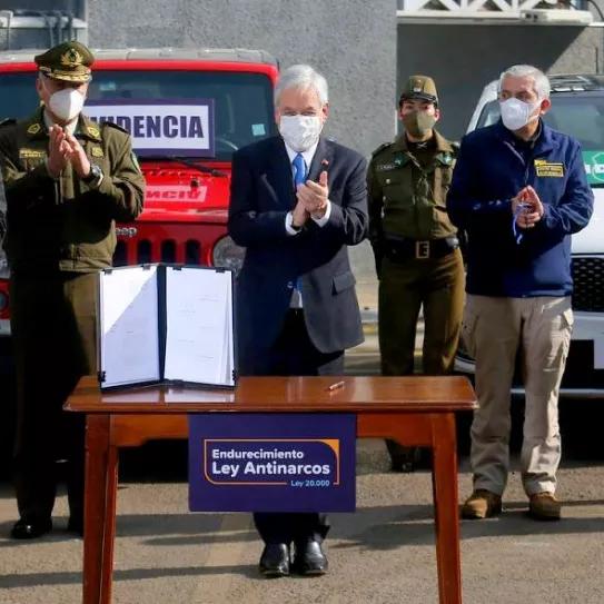 El presidente Sebastián Piñera durante la presentación de la Ley Antinarco.