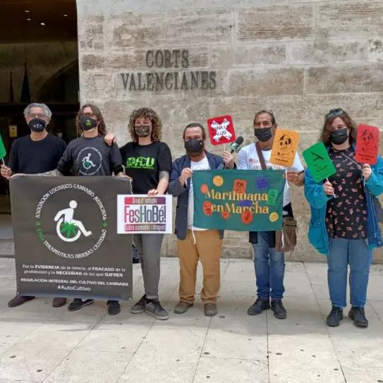 Activistas valencianos se unen en un acto para pedir la regulación frente a las Cortes