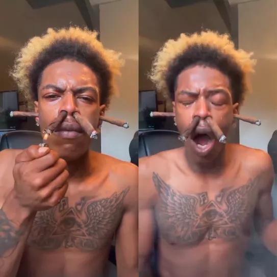 Fumó porros con orejas, nariz y boca para llamar la atención de famosos