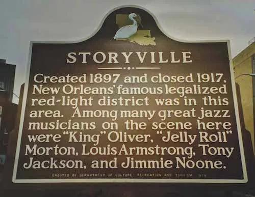 Placa conmemorativa del barrio de Storyville