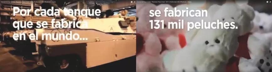 Tanques frente a peluches (fotogramas del anuncio "Razones para creer", 2011)
