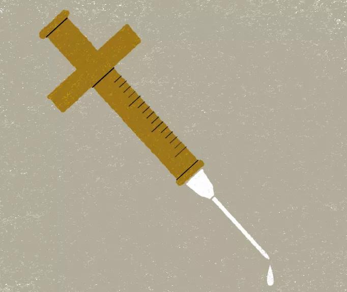 Jeringuilla con forma de cruz