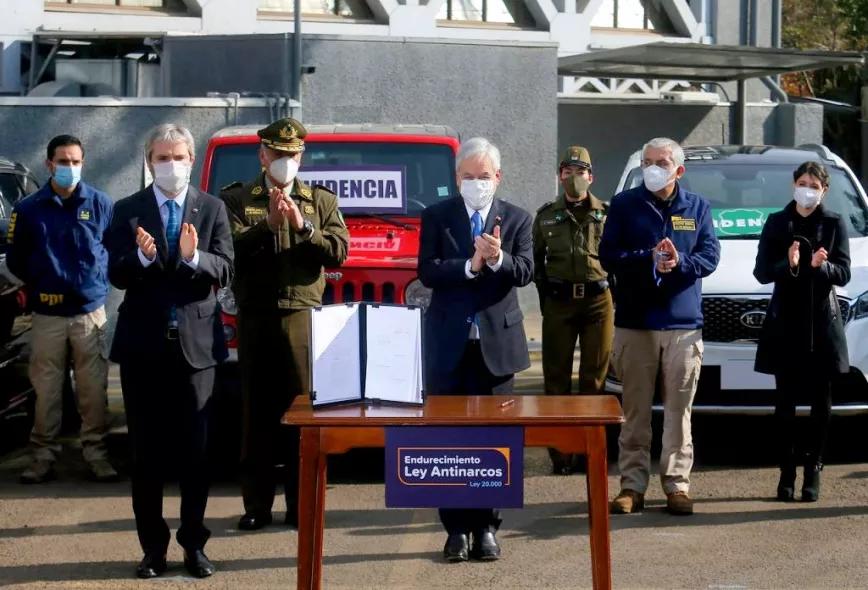El presidente Sebastián Piñera durante la presentación de la Ley Antinarco.