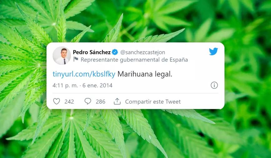 Un tuit de Pedro Sánchez proclamaba “Marihuana legal” en 2014