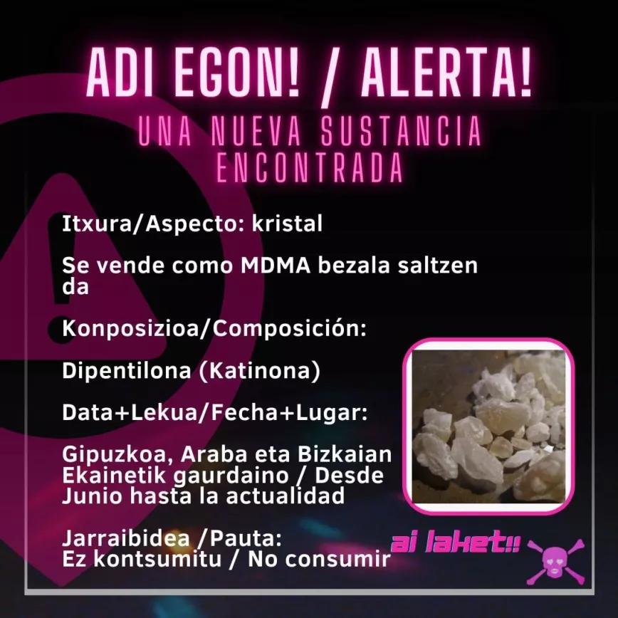 Detectan Dipentilona vendida como si fuera MDMA en País Vasco