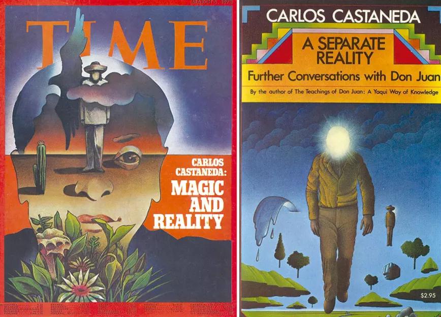 Portada ilustrada por Stan Zagorski de la revista Time del 5 de marzo de 1973, en la que se publicó la famosa entrevista con Castaneda. Las portadas de sus libros han abundado en el misterio del mundo chamánico del autor.