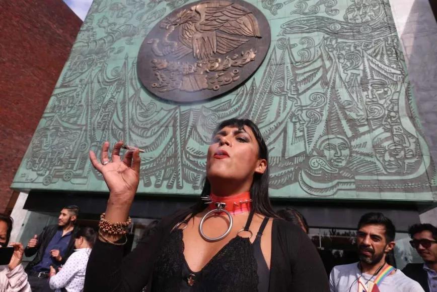 Una diputada mexicana siembra cannabis y fuma a las puertas del Congreso