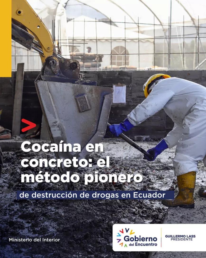 Ecuador aprovecha la cocaína incautada para hacer cemento