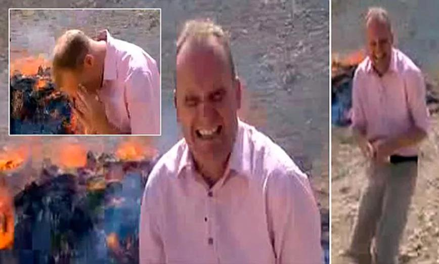 Este reportero cometió el error de grabar delante de toneladas de drogas ardiendo