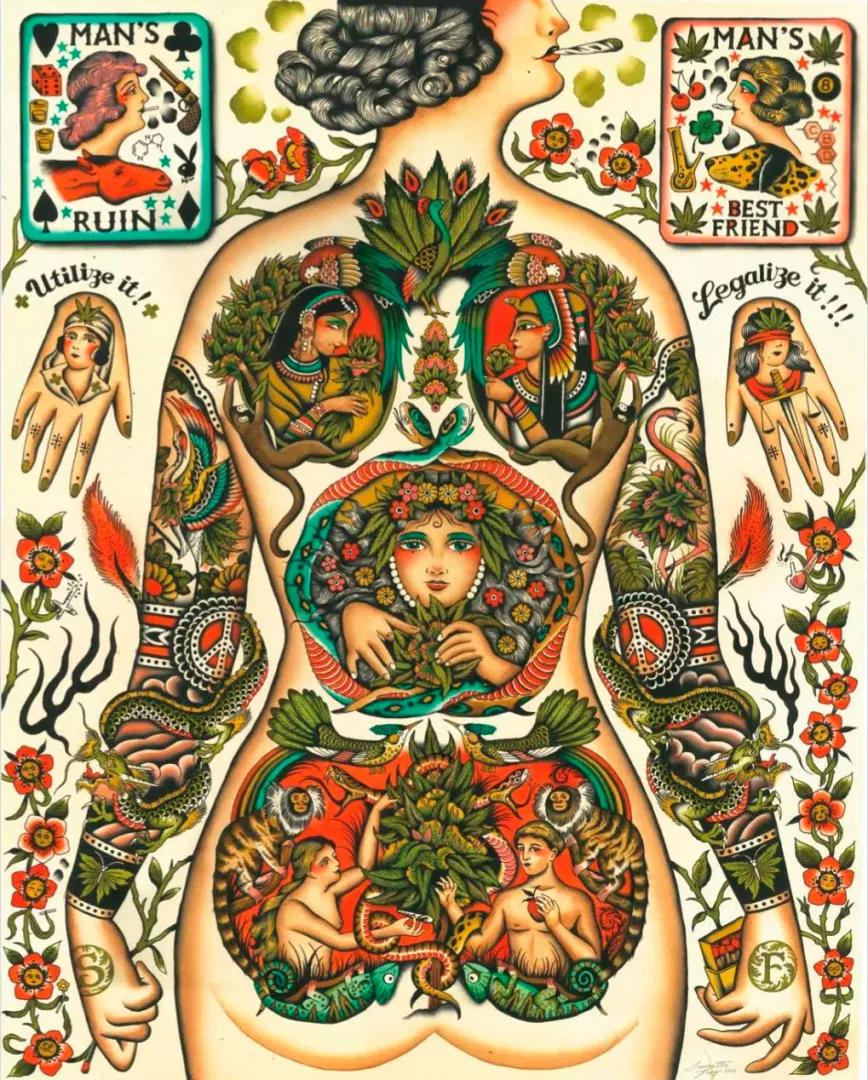 La locura de los tatuajes de cannabis llega al Museo del Cáñamo de Barcelona 