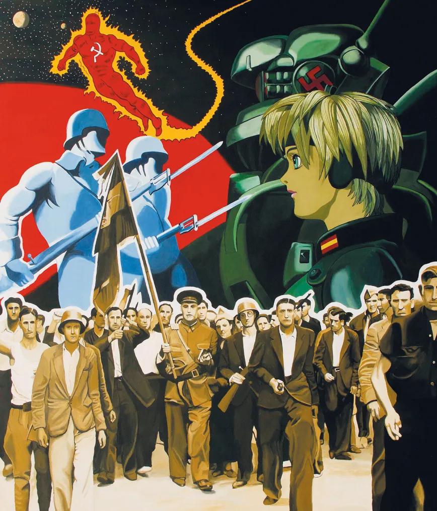 Óscar Seco.  La Defensa de Madrid, 200x170 cm, acrílico sobre tela (2006).