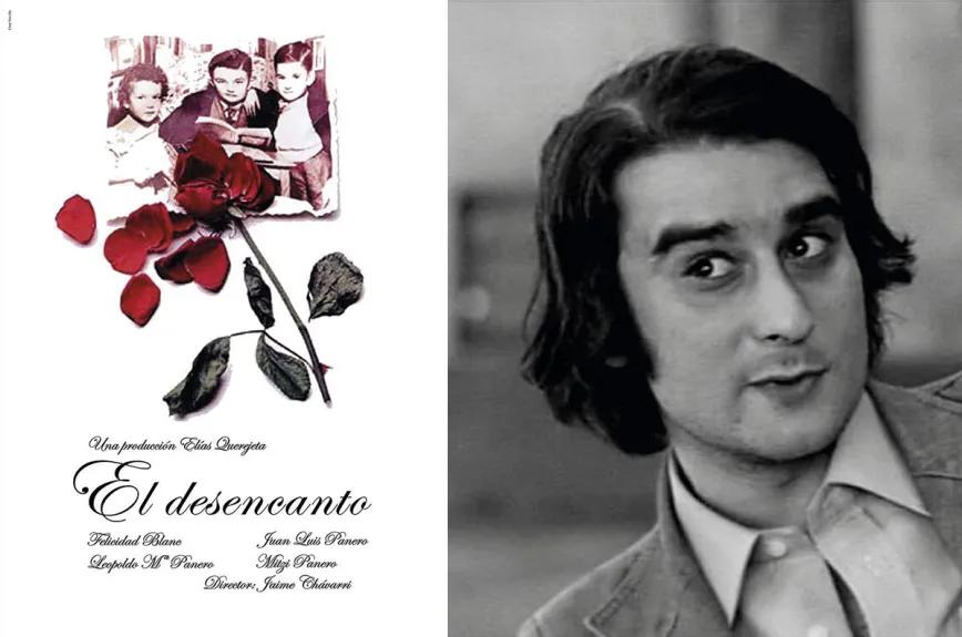 Cartel de El desencanto, de Jaime Chavarri, y una imagen de Leopoldo María de joven en el documental.
