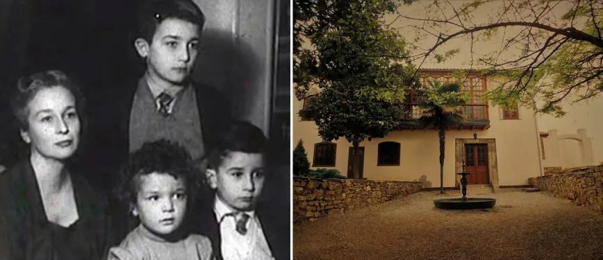 Foto de familia, con Felicidad Blanc y sus tres hijos: Juan Luis, Leopoldo María y Michi; casa en Astorga de los Panero.