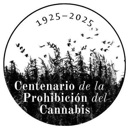 Logo del Centenario de la Prohibición del Cannabis 1925-2025, publicado por la Embajada de la Cannabis.