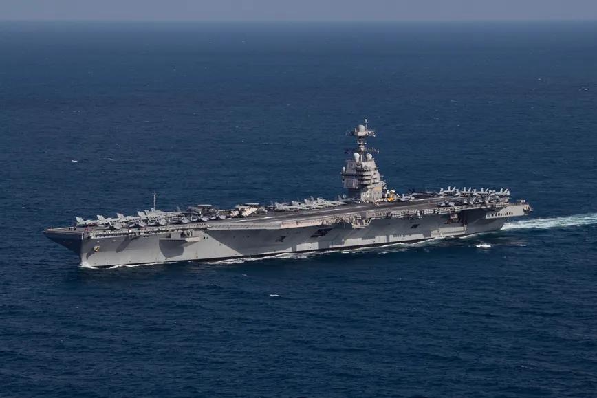 El portaaviones USS Gerald R. Ford, el buque de guerra más grande del mundo, de la Armada de los EE. UU., desplegado en Latinoamérica en octubre. 