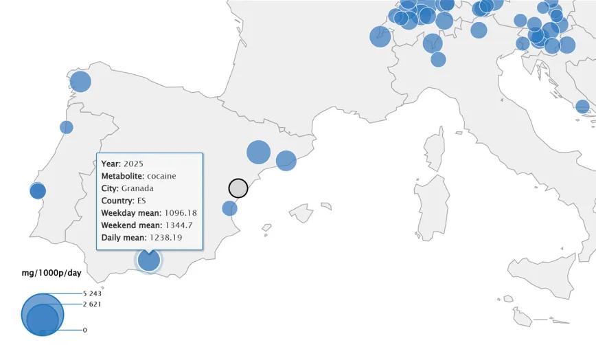 Ciudades españolas lideran el mapa europeo de cocaína en aguas residuales