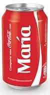 Lata de cocacola con el nombre María