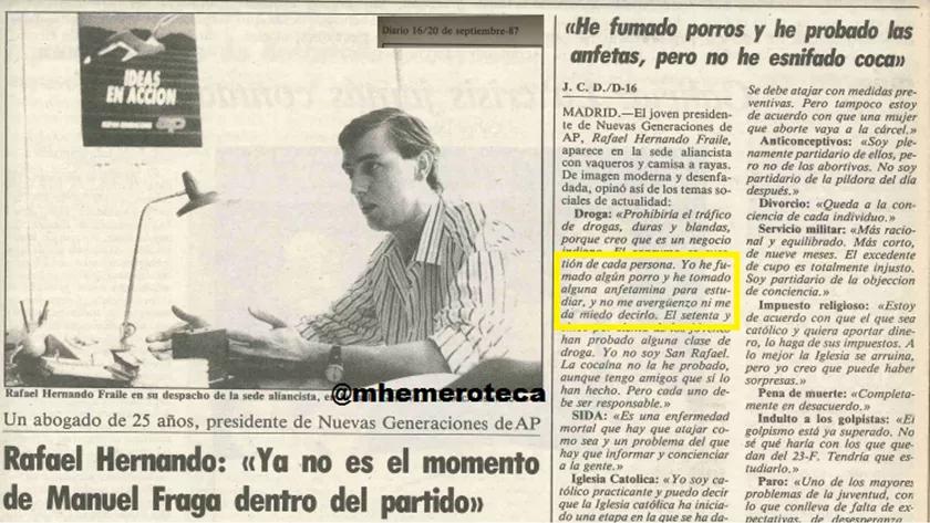 Cuando Rafael Hernando le daba al porro y a la anfeta