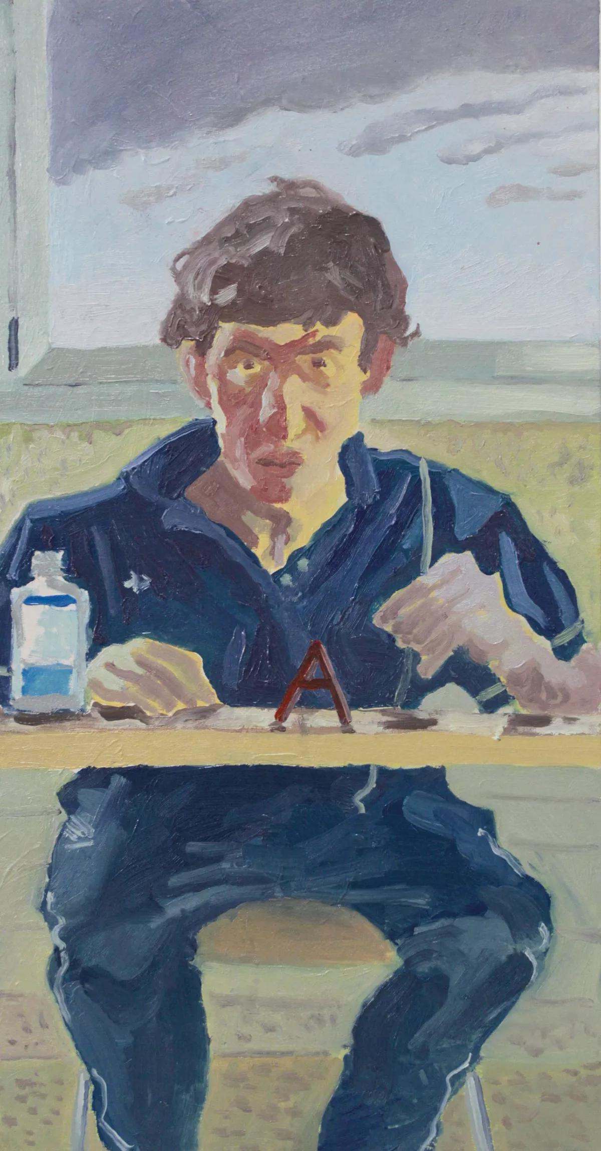 A, óleo sobre cartón 42 x 21 cm, 2020