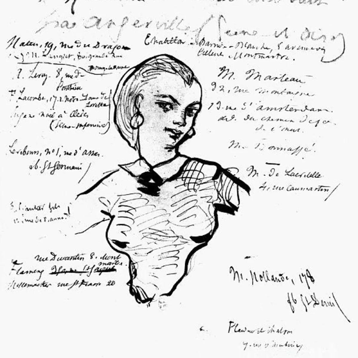 Jeanne Duval, retratada por Baudelaire.