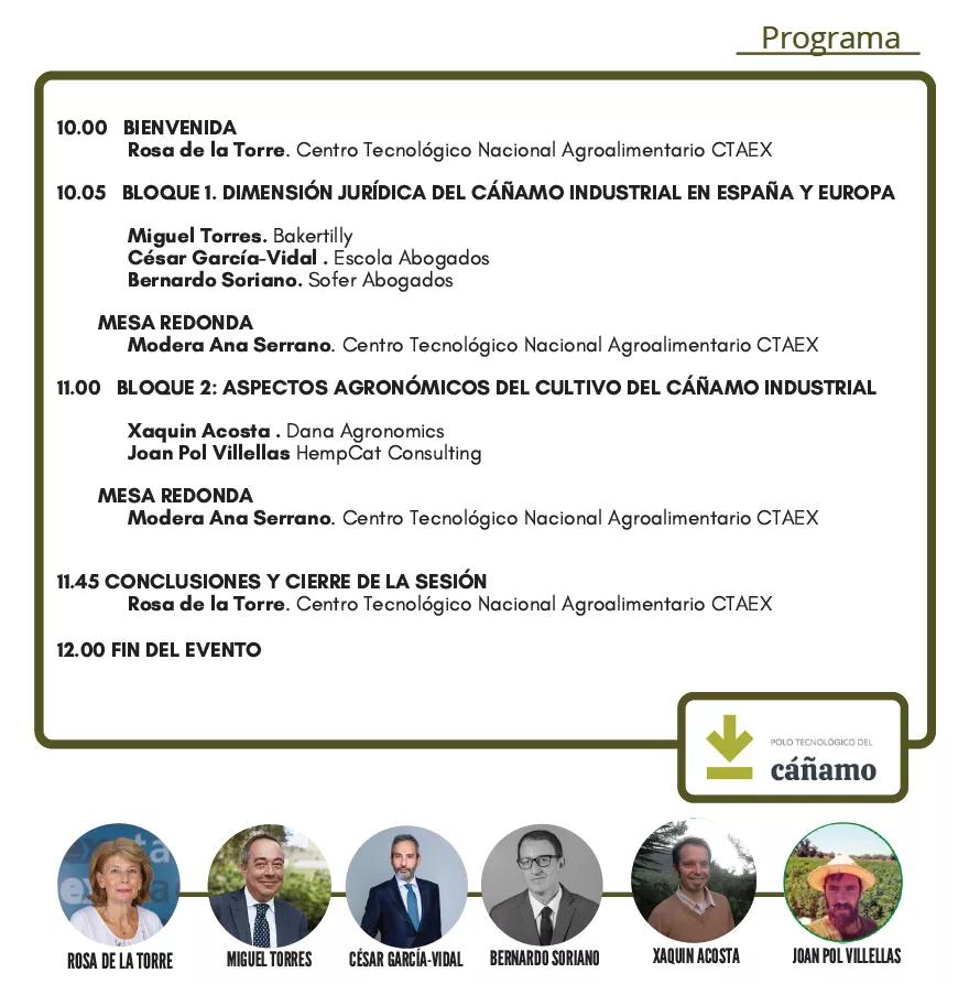 El Polo Tecnológico del Cáñamo en Badajoz organiza una jornada online de formación y discusión