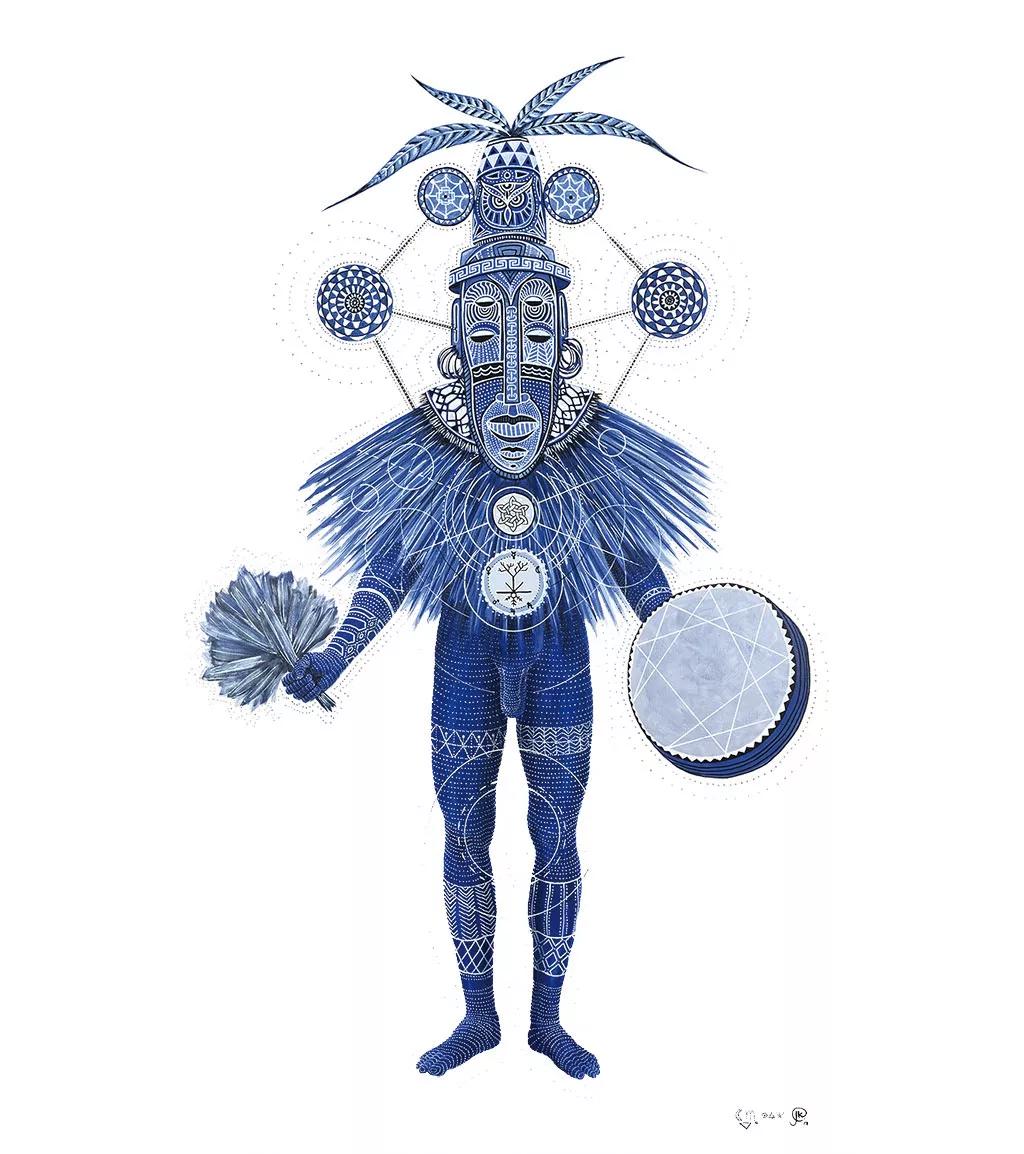 Neochamán II, acrílico sobre lienzo, 200x140 cm, 2017.