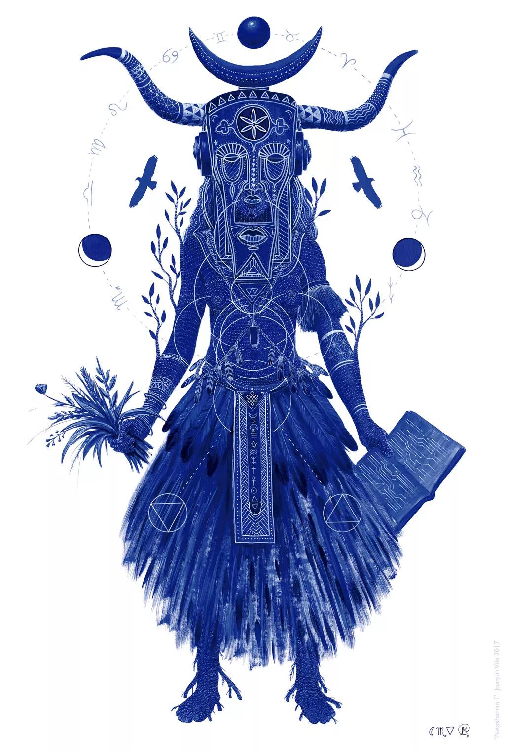 Neochamán I, acrílico sobre lienzo, 200x140 cm, 2017