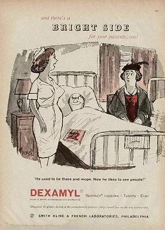 El Dexamyl, fármaco compuesto por amobarbital sódico y sulfato de dextroanfetamina,  le permite a Sender “trabajar más y mejor que sin ella”. 