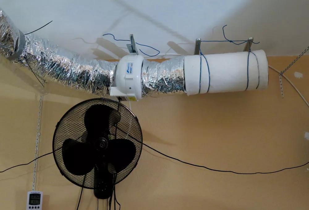 Tres elementos esenciales: filtro de carbón contra el olor, extractor para sacar el calor y ventilador para mover el aire en torno a las plantas.